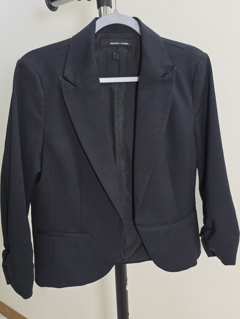 Amanda & Chelsea Classic Black Women's Blazer with Notch Lapel